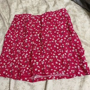 red skirt with flowers
